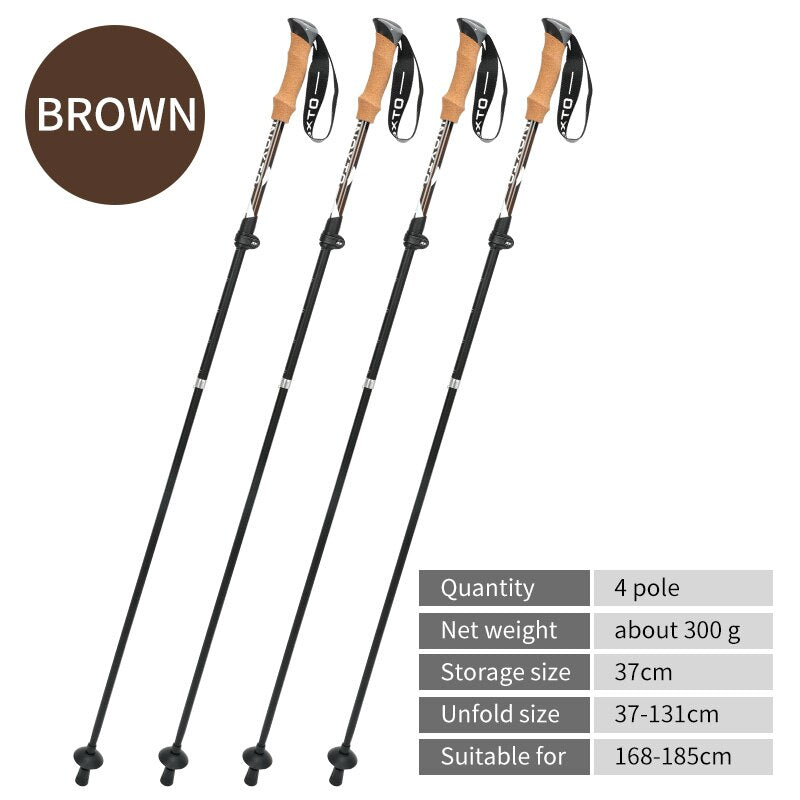 Telescopic Collapsible Trekking Poles Nordic Walking Sticks For Trekking Hiking - Foldable For Easy Storage In Backpack