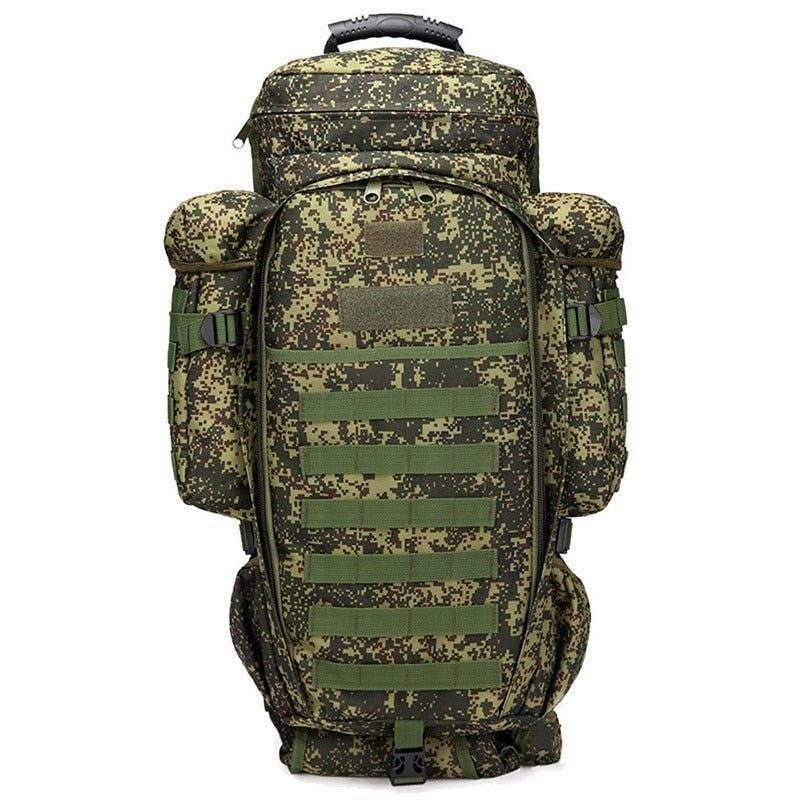 Large Capacity 65L Camo Tactical Backpack for Travel and Hiking With Ergonomic Air Cushion Belt