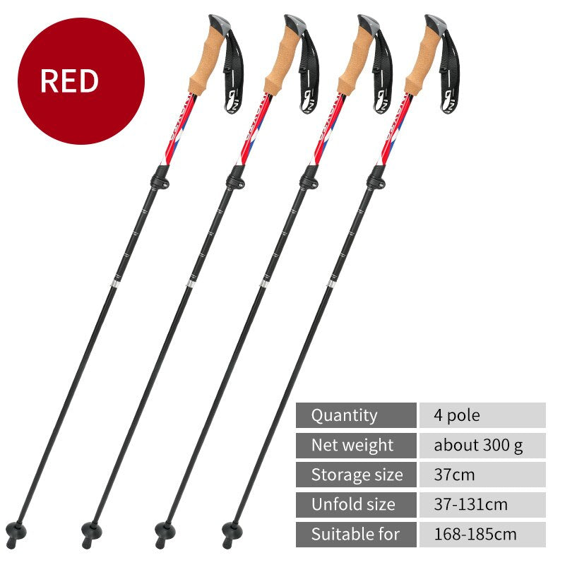 Telescopic Collapsible Trekking Poles Nordic Walking Sticks For Trekking Hiking - Foldable For Easy Storage In Backpack