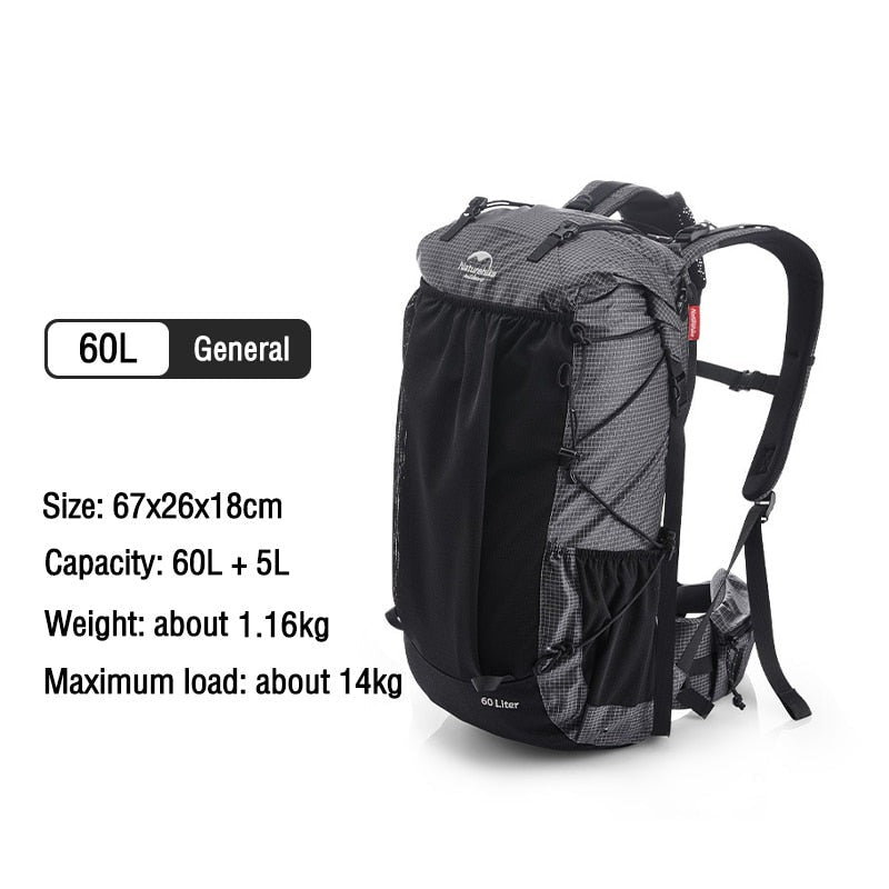 Hiking Backpack 60+5L Large Capacity Ergonomic Design Backpack For Camping & Travel