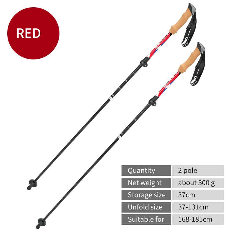 Telescopic Collapsible Trekking Poles Nordic Walking Sticks For Trekking Hiking - Foldable For Easy Storage In Backpack