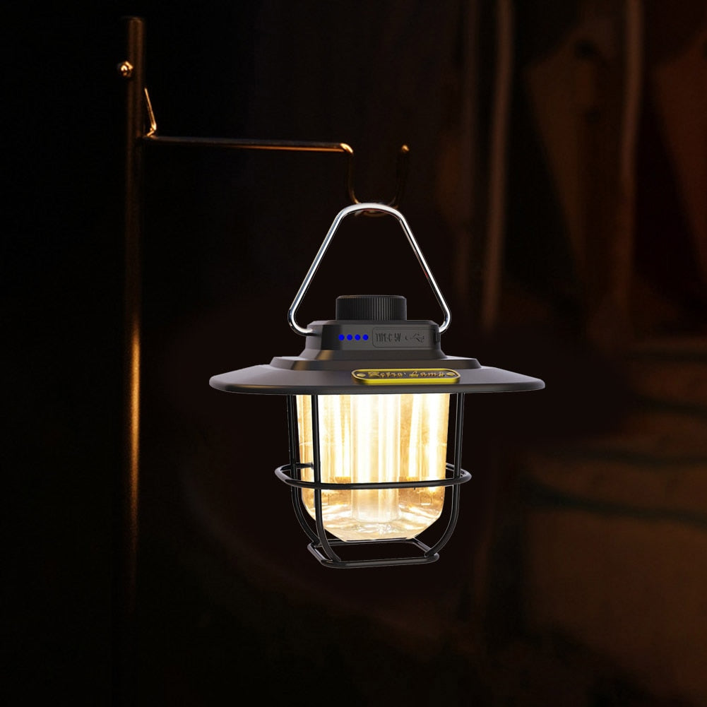 LED Camping Lamp Retro Hanging Tent Lamp Waterproof Dimmable Camping Lights 4500mAh Battery Emergency Light Lantern for Outdoor