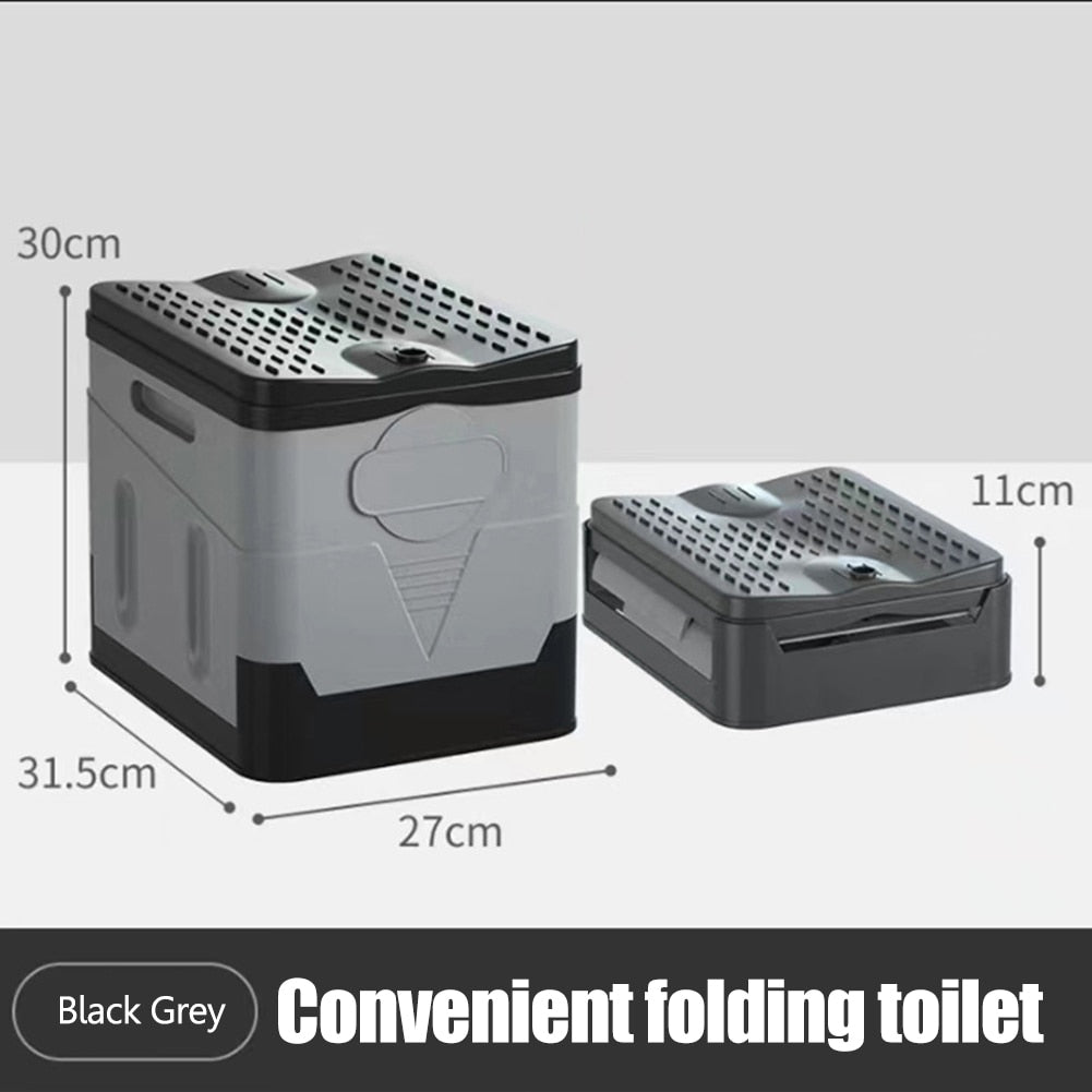 Travel Portable Car Emergency Toilet - Folding and Compact Outdoor Toilet with Concealed Tank and Cover for Outdoor Activities