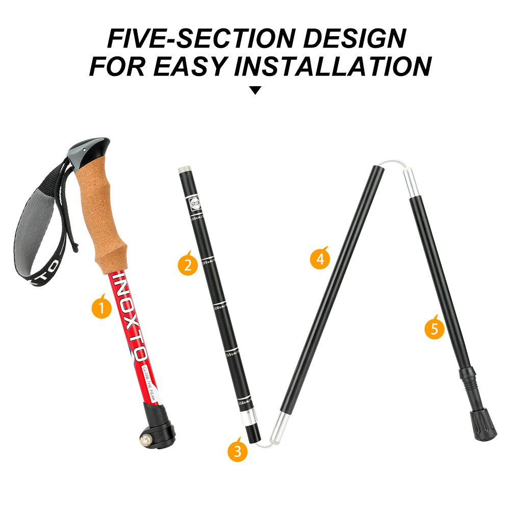 Telescopic Collapsible Trekking Poles Nordic Walking Sticks For Trekking Hiking - Foldable For Easy Storage In Backpack