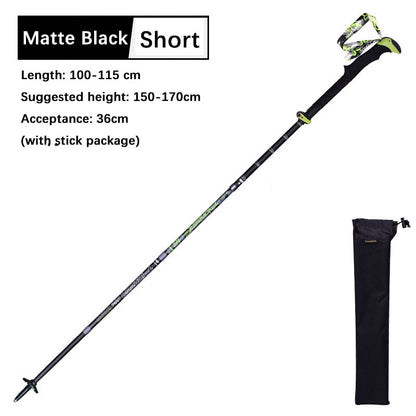 Ultralight Adjustable Carbon Fiber Trekking Poles Folding 5 Sections With Straight Grip Handle 228g 115/130cm