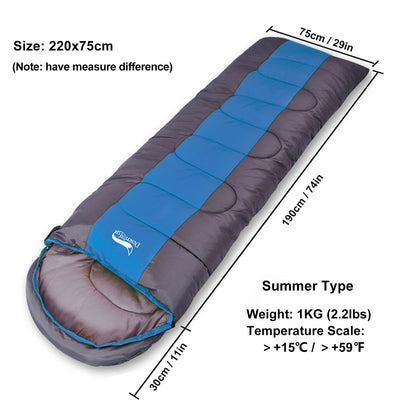 Ultralight Compact Folding Sleeping Bag Portable 3 Season (15℃~5℃) Backpacking Sleeping Bag For Spring, Autumn & Summer - Available in 2 Widths