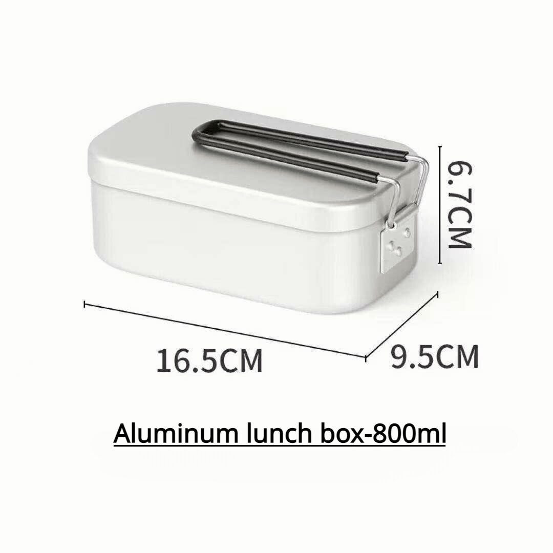 Aluminum Reheatable Lunch Box with Lid, Steam Rack & Foldable Handle for Hiking, Camping and Travel