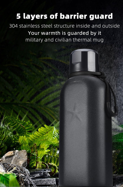 450ml Rugged Thermos Vacuum Flask - A Mini and Portable Insulated Stainless Steel Flask for Travel, Sports and Hiking