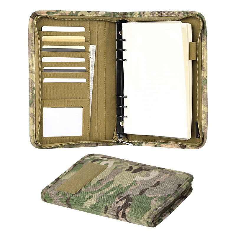 Kosibate Outdoor Padfolio Ring Binder with 80 Sheets of Loose-Leaf Paper Military Memorandum A5 Weatherproof Tactical Notebook