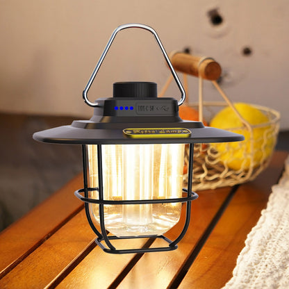 LED Camping Lamp Retro Hanging Tent Lamp Waterproof Dimmable Camping Lights 4500mAh Battery Emergency Light Lantern for Outdoor