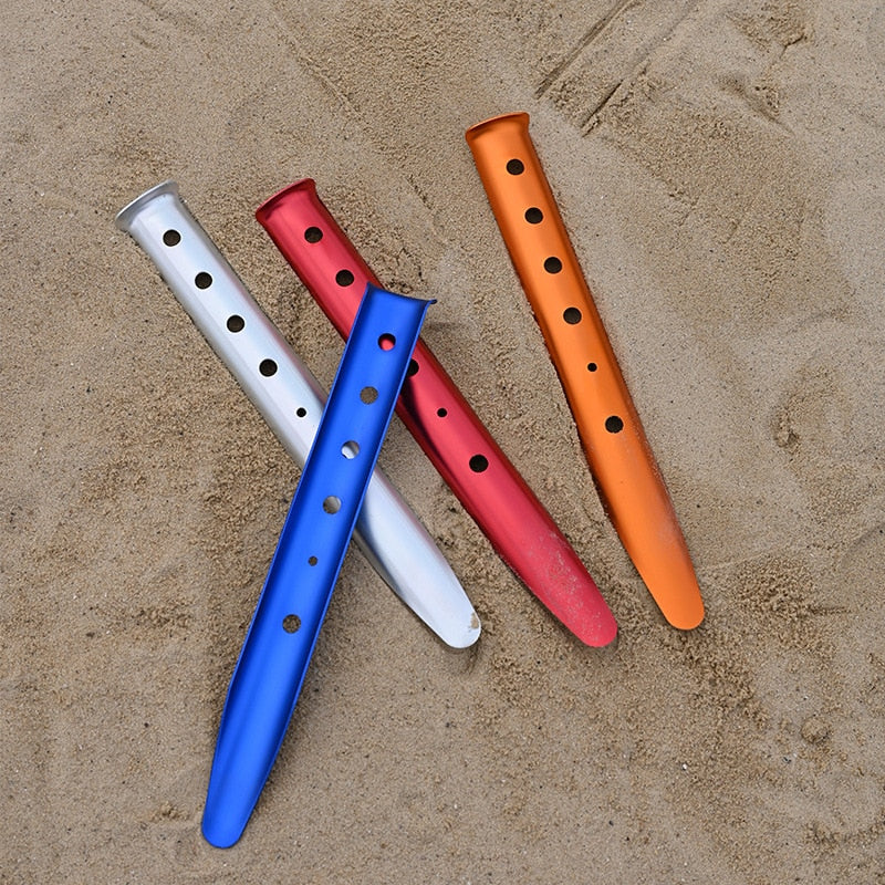 Lightweight Aluminum Beach Tent Stakes Snow Pegs For Pitching Tent In Snow Or Sand Wide Section U-Shaped Tent Pegs 10 pcs/31cm