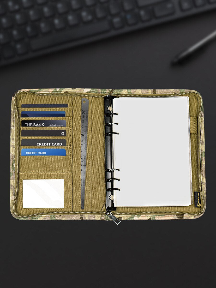 Kosibate Outdoor Padfolio Ring Binder with 80 Sheets of Loose-Leaf Paper Military Memorandum A5 Weatherproof Tactical Notebook