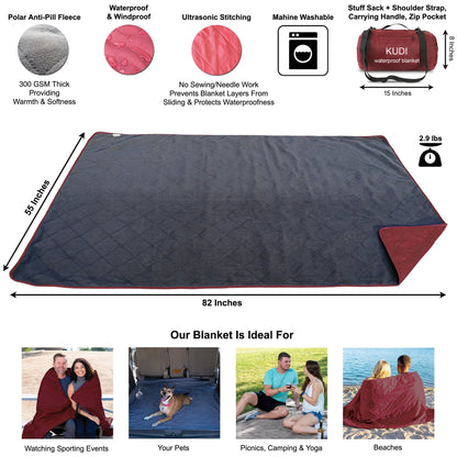 210gsm Polar Fleece Portable Travel Quilt Winter Travel Blanket For Camping Picnics Outdoor Leisure Windproof Rain Resistant