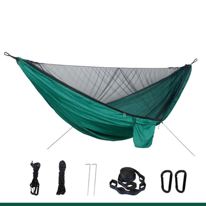 Lightweight 290x140cm Hammock With Mosquito Net - Quick Set Up With 2 Tree Straps 