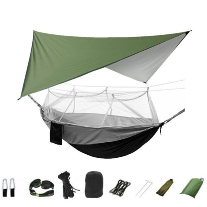 3-in-1 Wild Camping Hammock Set with Hammock, Mosquito Net and Rain Fly Tarp