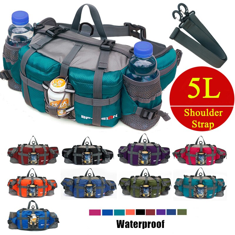 Multi-Compartment Trekking Waist Bag For Camping Hiking EDC Cycling Pack Running Water Bottle Pack