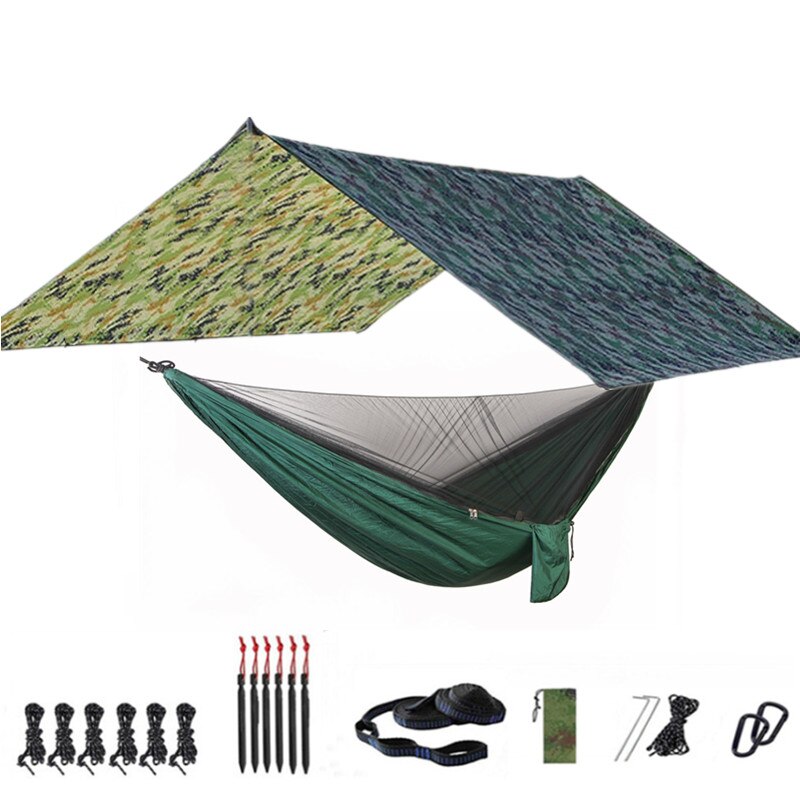 Camping Hammock with Mosquito Net and Rainfly Tarp - 300X300cm Portable Waterproof UV Protection Canopy Hammock