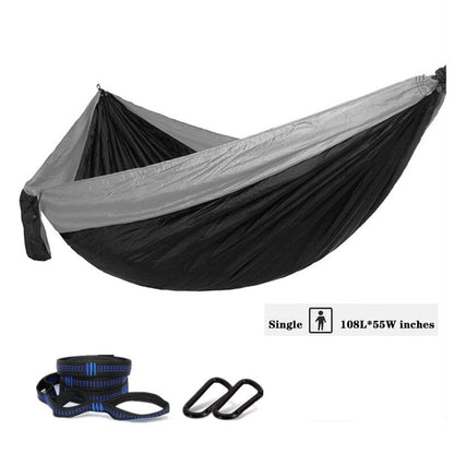 Lightweight 106"x 55" Portable Travel Hammock For Camping Hiking - Parachute Nylon with Tree Straps Carabiners