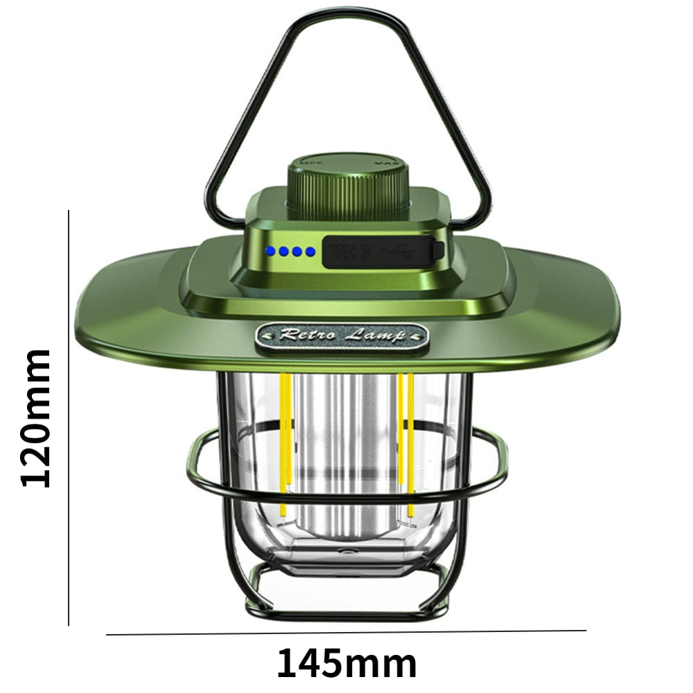 LED Camping Lamp Retro Hanging Tent Lamp Waterproof Dimmable Camping Lights 4500mAh Battery Emergency Light Lantern for Outdoor