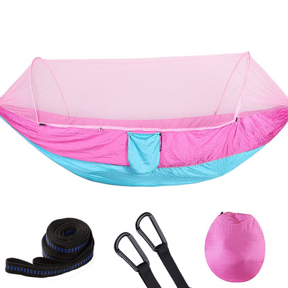 Camping Travel Hammock With Mosquito Net Lightweight Portable 210T Nylon Parachute Hammock For Wild Camping