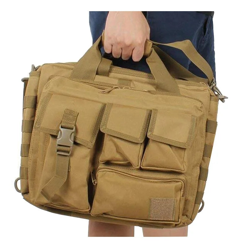 Multi-Function Molle Shoulder Bag Oxford Nylon Laptop Holdall Camera Bag Briefcase Adventure Bag For Travel Hiking Daily Commuter Photographer Bag With Multiple Pockets