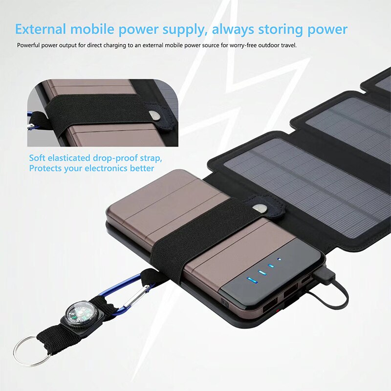 Outdoor Multifunctional Portable Solar Charging Panel Foldable 5V 2.1A USB Output Device Camping Tool High Power Output