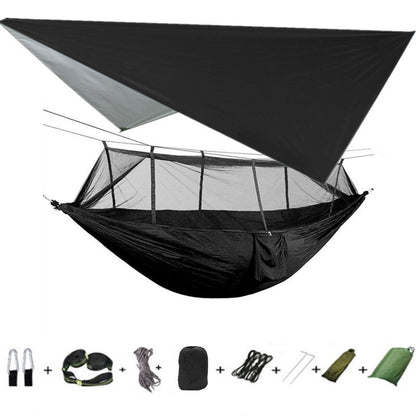 3-in-1 Wild Camping Hammock Set with Hammock, Mosquito Net and Rain Fly Tarp