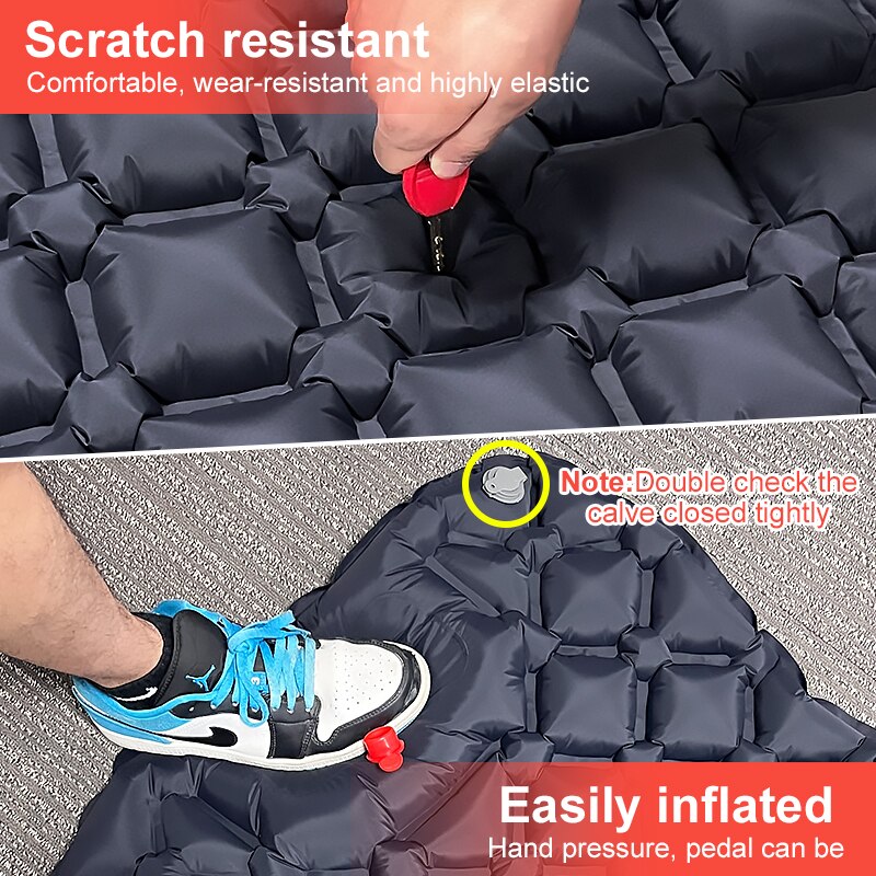 Ultralight Inflatable Mattress Air Mat Camping Sleeping Pad With Pillows Built In Inflator Pump