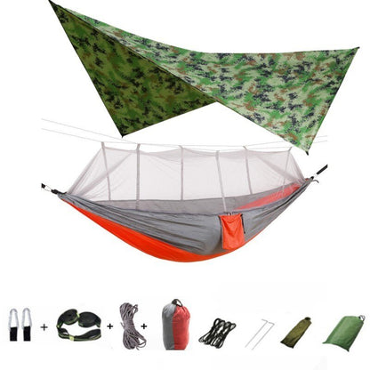 3-in-1 Wild Camping Hammock Set with Hammock, Mosquito Net and Rain Fly Tarp