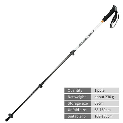 Lightweight Carbon Fiber Trekking Poles Collapsible Telescopic Walking Sticks For Hiking, Climbing - Length 68-139cm