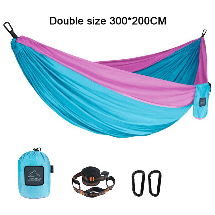 210T Parachute Nylon Portable Hammock For Camping Hiking Garden Outdoor Sleeping Single Double Size Hammock