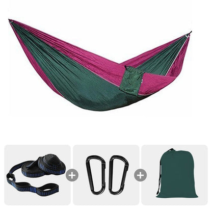 Survival Camping Hammock 220x100cm For Camping Hunting Outdoor Survival Portable For Single Person - With Ropes & Carabiners 