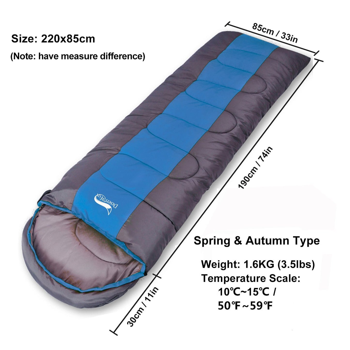 Ultralight Compact Folding Sleeping Bag Portable 3 Season (15℃~5℃) Backpacking Sleeping Bag For Spring, Autumn & Summer - Available in 2 Widths