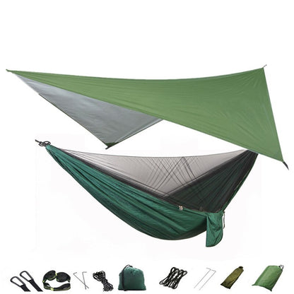 Lightweight Portable Travel Hammock With Mosquito Net + Canopy Awning 210T Nylon For Camping Hiking Backpacking