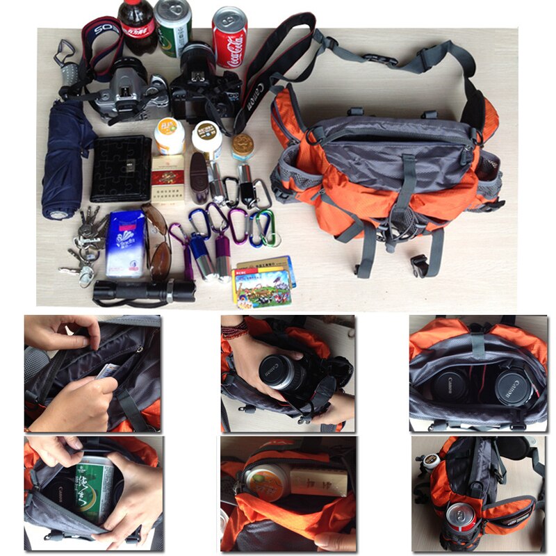 Multi-Compartment Trekking Waist Bag For Camping Hiking EDC Cycling Pack Running Water Bottle Pack