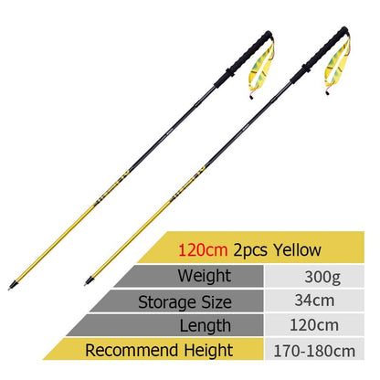 Ultralight Nordic Walking Poles Carbon Fiber Trekking Poles For Hiking, Backpacking - Straight Pole Walking Sticks 110cm/120cm