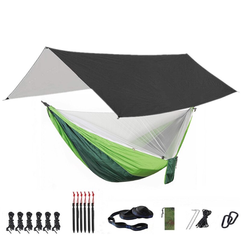 Camping Hammock with Mosquito Net and Rainfly Tarp - 300X300cm Portable Waterproof UV Protection Canopy Hammock