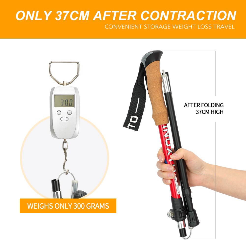 Telescopic Collapsible Trekking Poles Nordic Walking Sticks For Trekking Hiking - Foldable For Easy Storage In Backpack