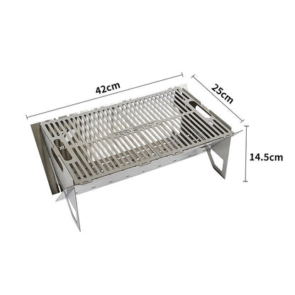 Portable Folding Stainless Steel BBQ Grill Stove For Camping Outdoor Cooking - 2 Sizes Small Large