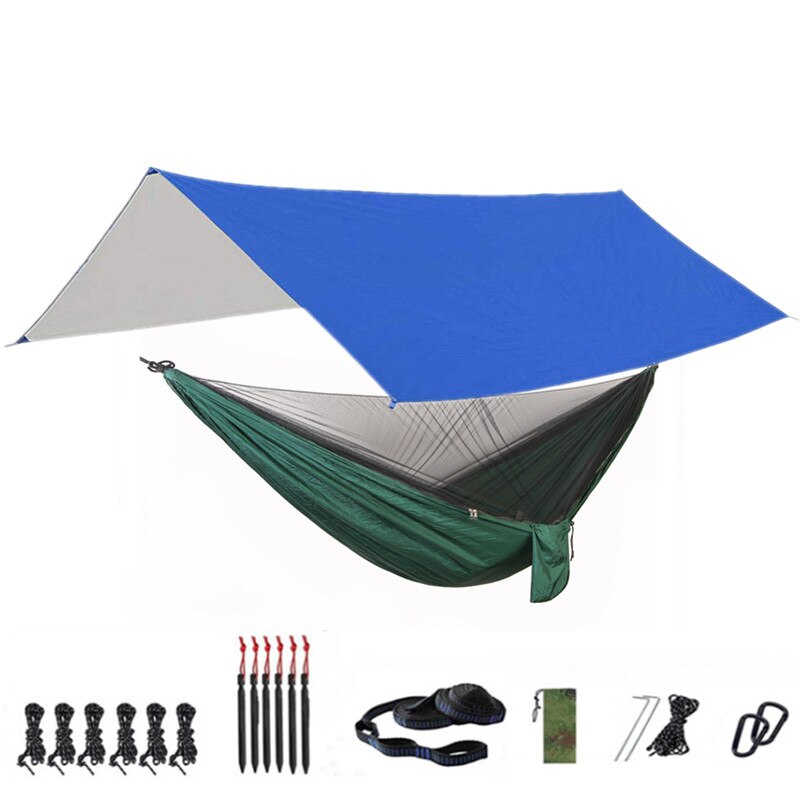 Camping Hammock with Mosquito Net and Rainfly Tarp - 300X300cm Portable Waterproof UV Protection Canopy Hammock