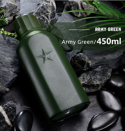 450ml Rugged Thermos Vacuum Flask - A Mini and Portable Insulated Stainless Steel Flask for Travel, Sports and Hiking