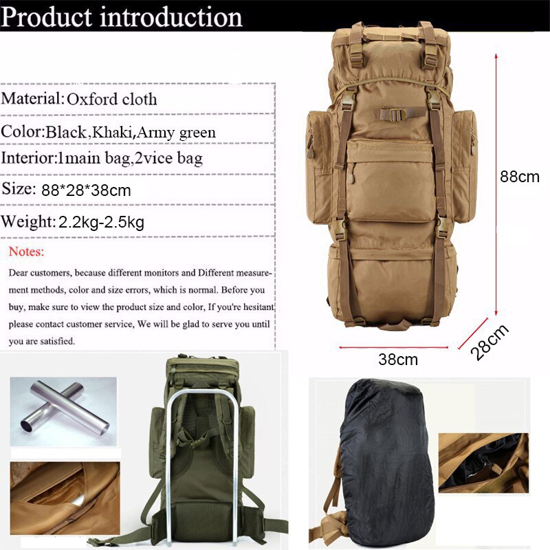 100L Large Capacity Tactical Backpack For Long Distance Hiking Travel Cross Country Trekking - High Quality Oxford Nylon Waterproof Adventure Bag