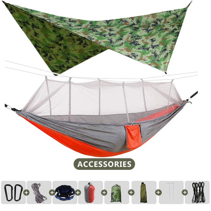 Large Camping Hammock 260x140cm With Mosquito Net And Canopy Lightweight Parachute Nylon Hammocks for Camping Hiking