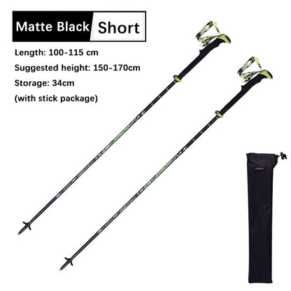 2Pcs Lightweight Carbon Fiber Trekking Poles Height Adjustable Folding 5 Sections Hiking Poles For Backpacking Cross Country Walking