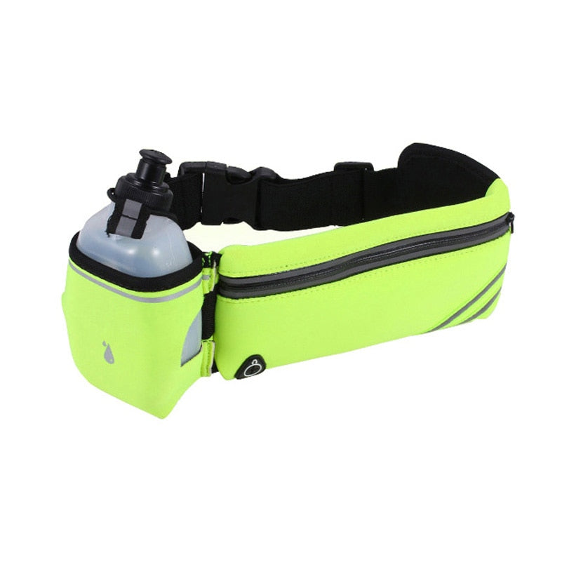 Waterproof Running Waist Belt Bag with Phone and Water Holder - Sports Fanny Pack for Women and Men Hiking Waist Bag