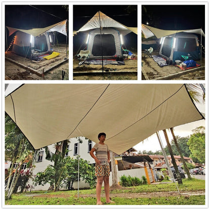 Large 5x5m Tarp Shade Sail Canopy Waterproof Awning Sun Shelter For Camping Beach Garden etc