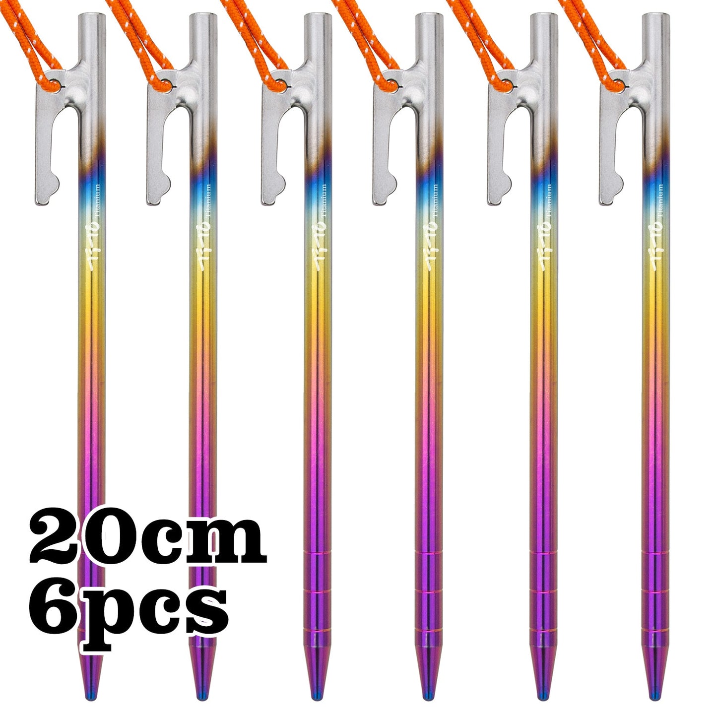 Ultralight Titanium Alloy Gradient Tent Pegs For Camping, Awnings, Premium Tarp Stakes For Hard Ground  20-40 cm