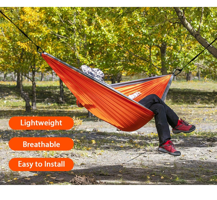 Survival Camping Hammock 220x100cm For Camping Hunting Outdoor Survival Portable For Single Person - With Ropes & Carabiners