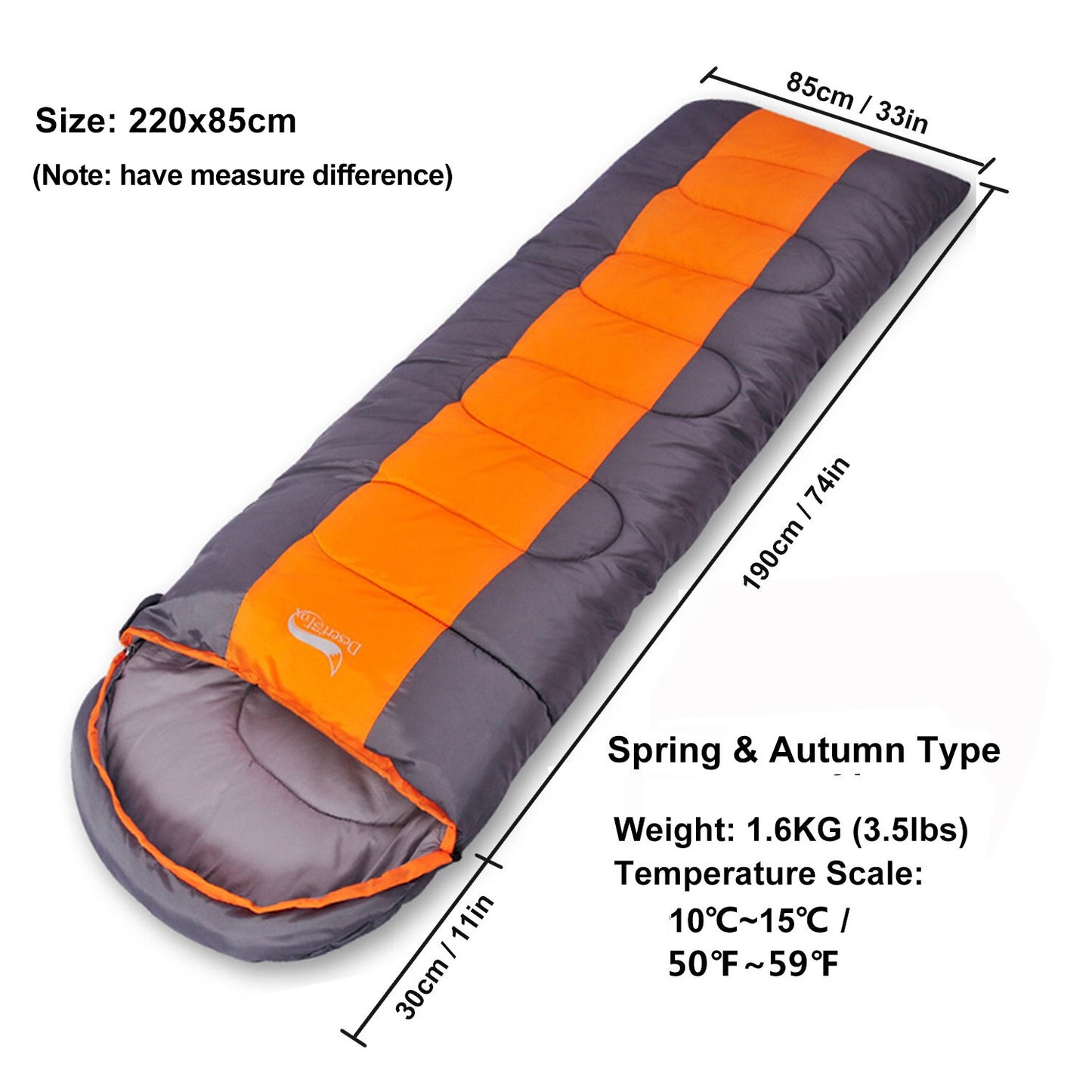 Ultralight Compact Folding Sleeping Bag Portable 3 Season (15℃~5℃) Backpacking Sleeping Bag For Spring, Autumn & Summer - Available in 2 Widths