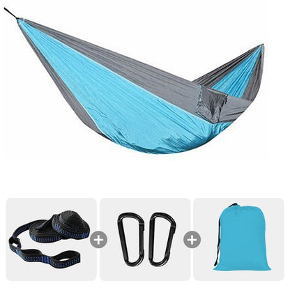 Survival Camping Hammock 220x100cm For Camping Hunting Outdoor Survival Portable For Single Person - With Ropes & Carabiners 